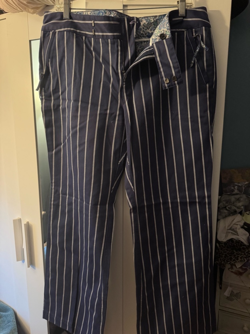 Tommy Hilfiger Navy Blue Pinstripe Cotton Pants